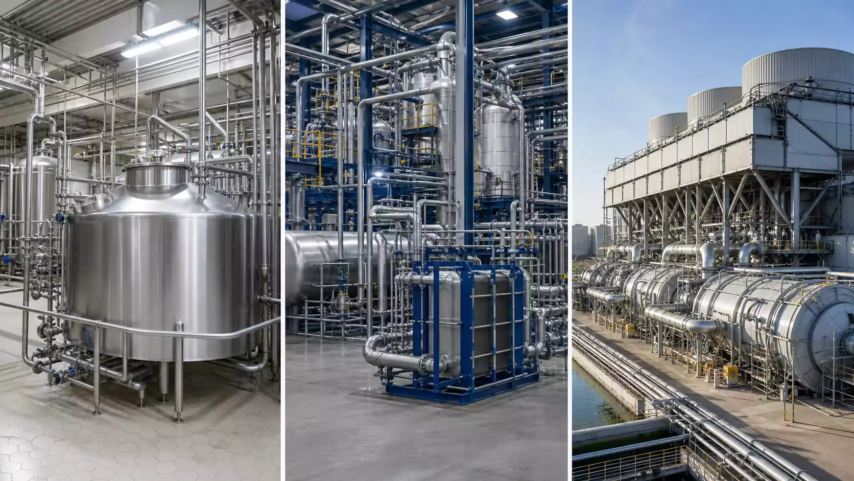 Plate and frame heat exchanger applications across dairy chemical processing and power generation industries