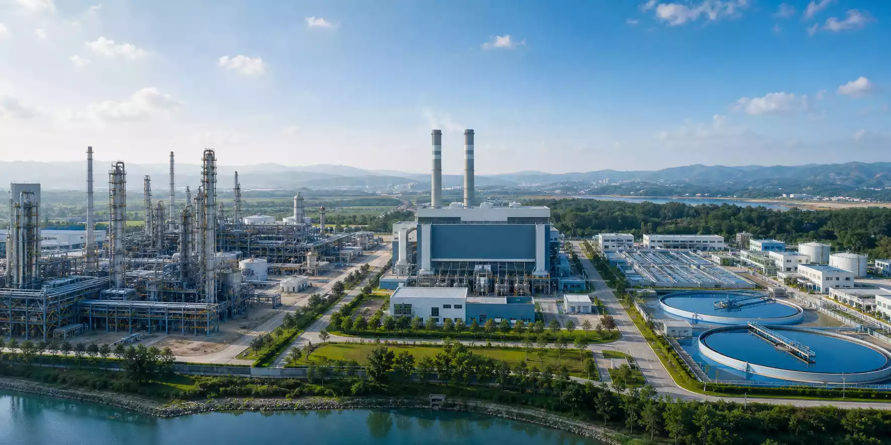 Oil and gas, power, and water treatment plants in a multi-industry industrial campus