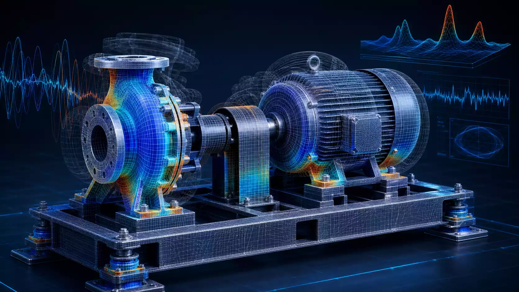 Vibration and modal finite element analysis of an industrial motor-pump skid